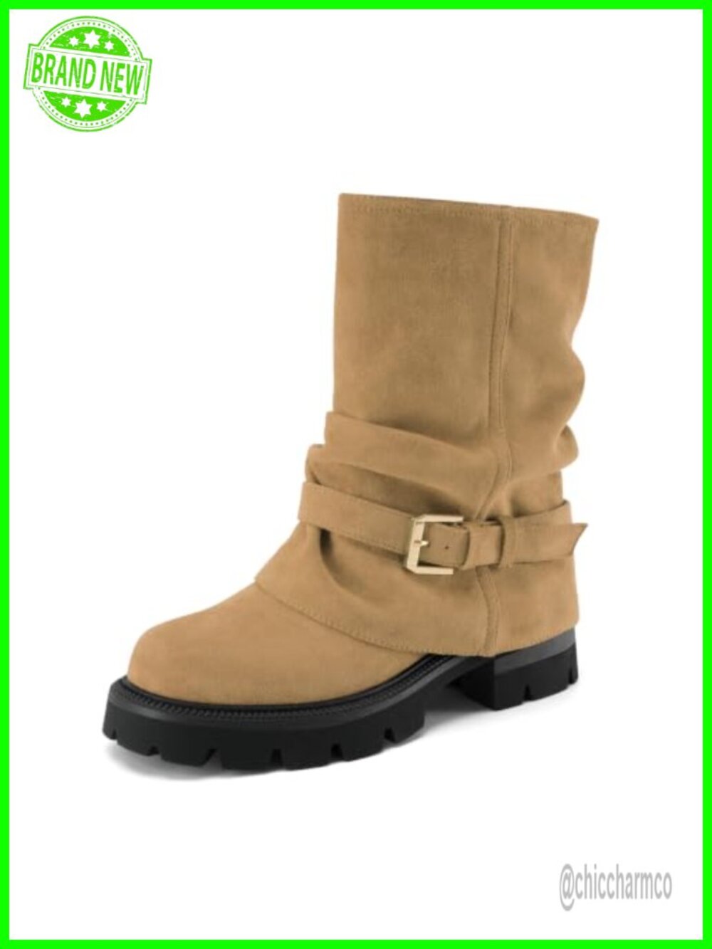 Suede Slouchy Mid Calf Platform Fold Over Boots Pull On